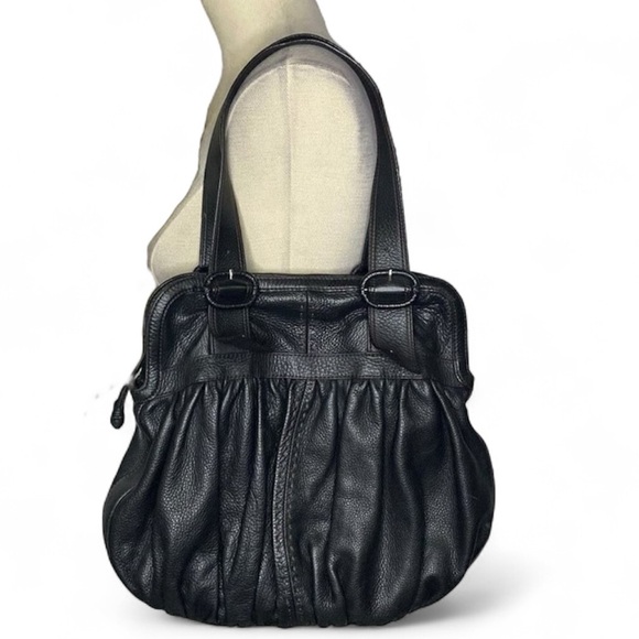 Cole Haan Pleated Leather Satchel Hobo Bag Purse - Picture 10 of 10